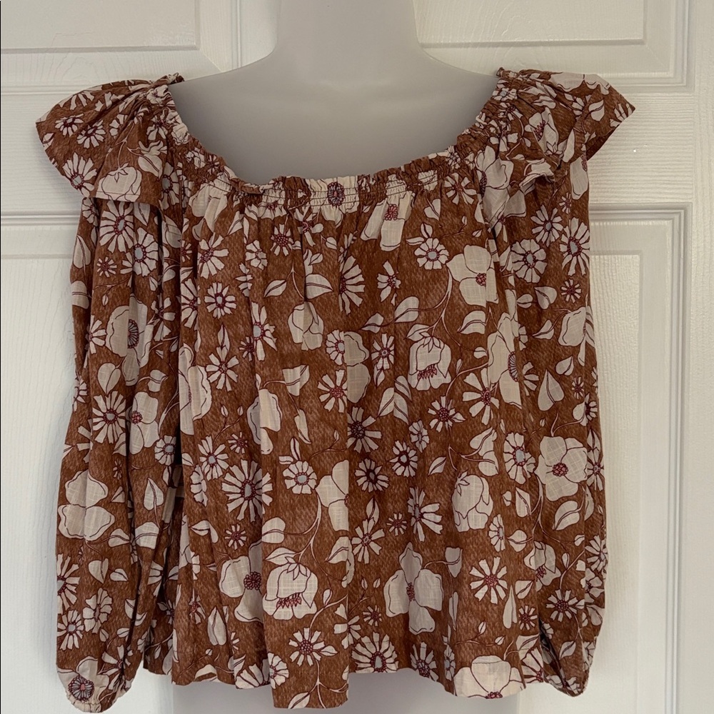 Free People Top Blouse Miss Daisy Printed Top Floral Boho shirt size XS - Picture 8 of 16